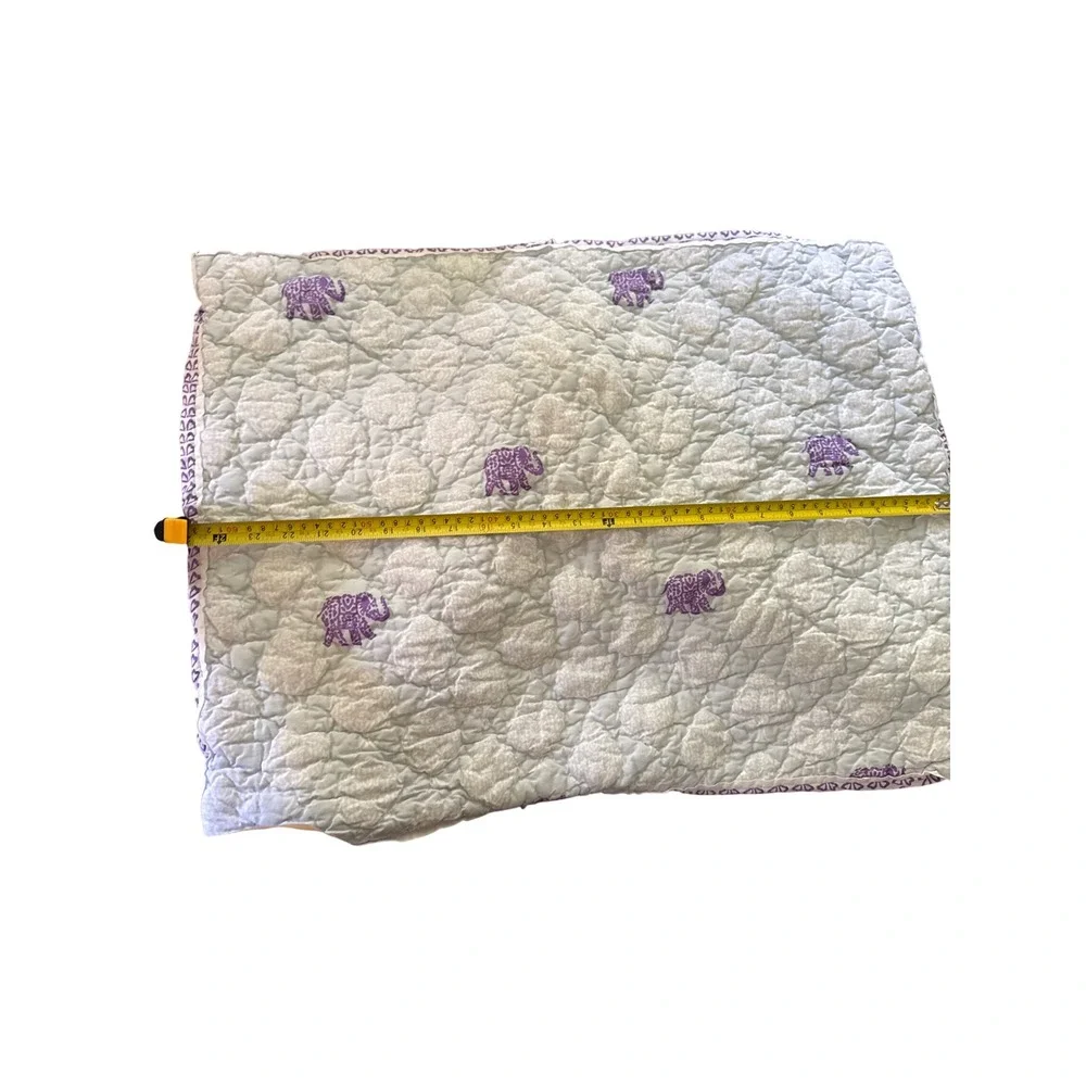 Pottery Barn Kids Purple Elephant Quilted Pillow Sham 100% Cotton 20x26 Standard